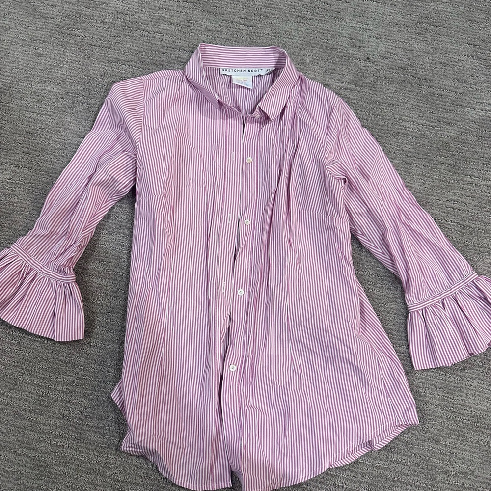 Gretchen Scott Designs Pink and White Striped Shirt